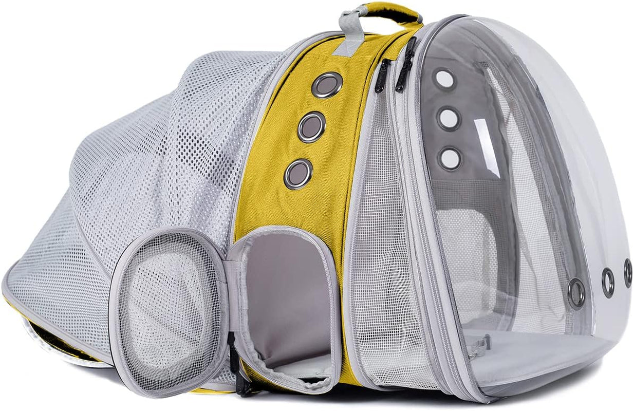 Dual Expandable Polarized Cat Backpack Carrier, Fit up to 20 Lbs, Expandable Front & Back Space Capsule Polarized Bubble Pet Carrier for Large Cat and Small Dog, Pet Carrying Hiking Traveling Backpack