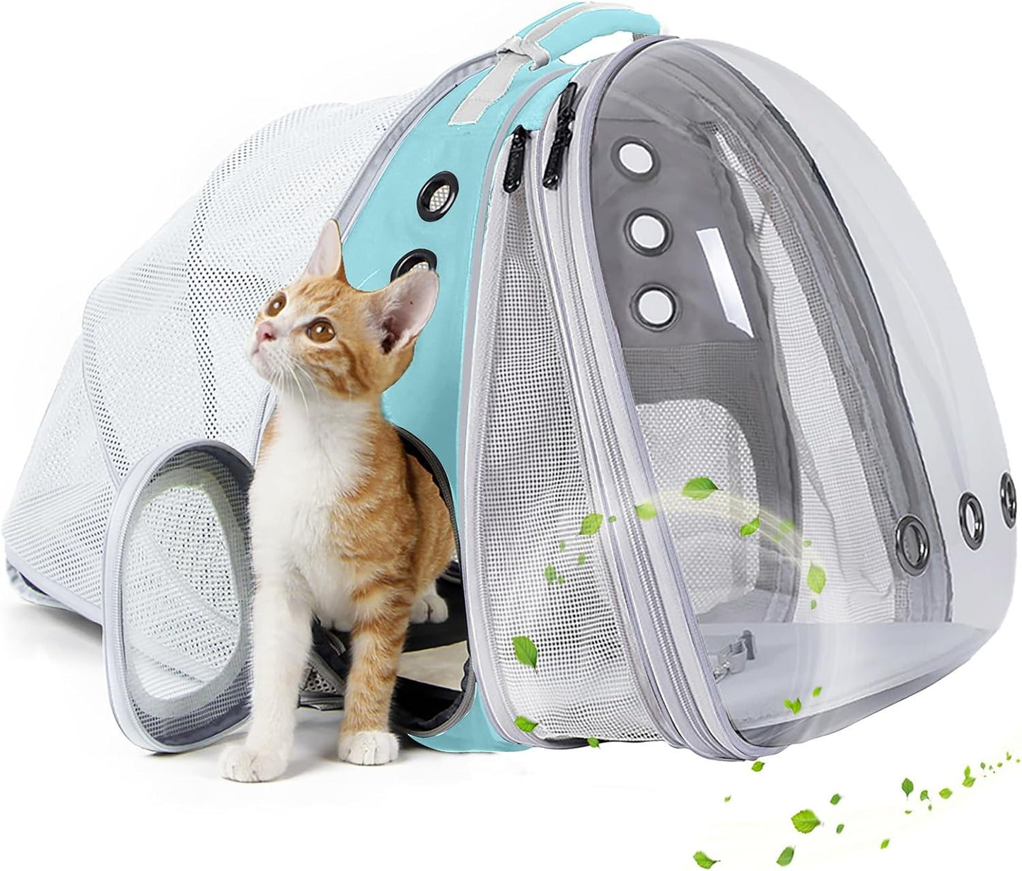 Dual Expandable Polarized Cat Backpack Carrier, Fit up to 20 Lbs, Expandable Front & Back Space Capsule Polarized Bubble Pet Carrier for Large Cat and Small Dog, Pet Carrying Hiking Traveling Backpack