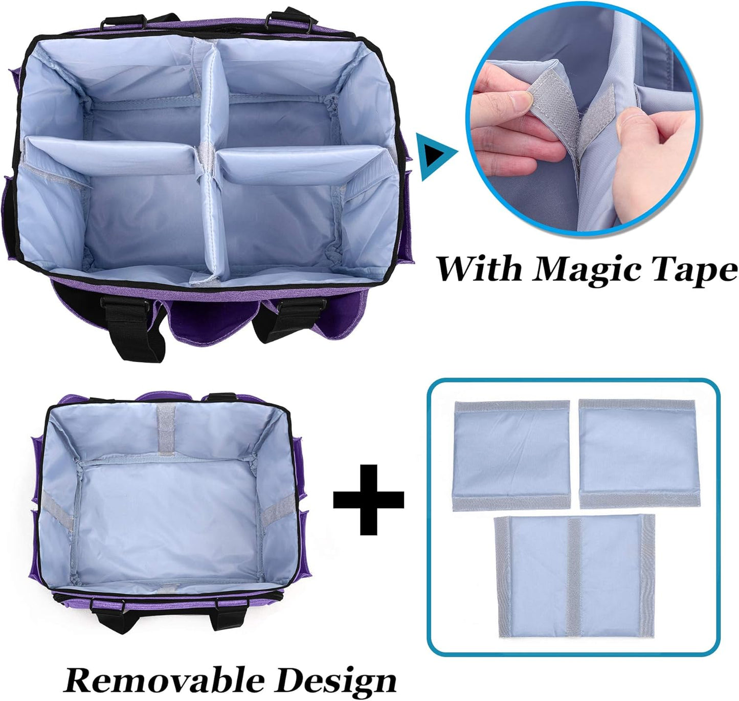 Yarwo Dog Grooming Tote Bag, Cat Grooming Tools Organizer for Pets Grooming Kit and Supplies, Purple