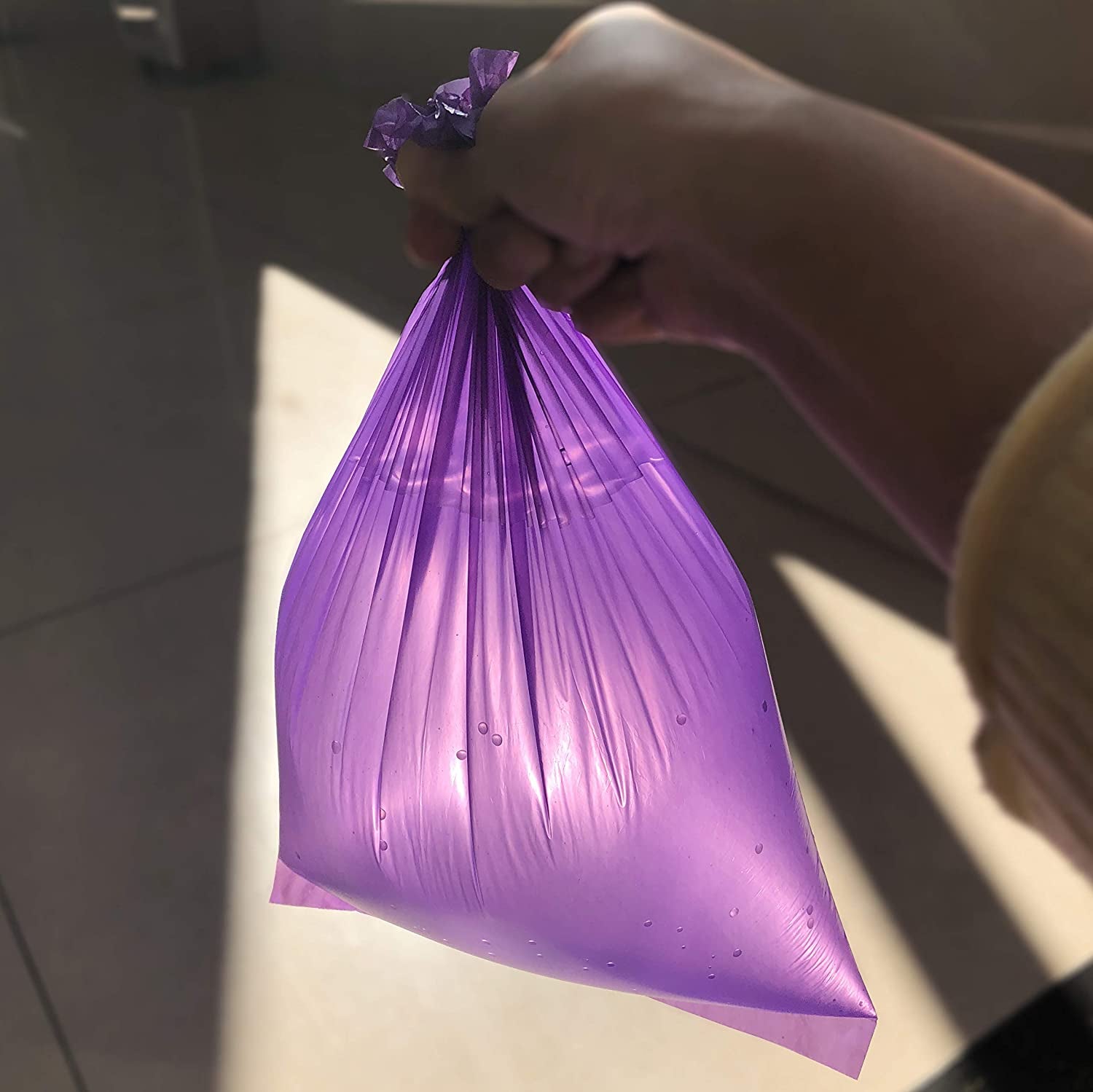 POQOD Dog Poop Bags - Leak-Proof Dog Waste Bags, Clean up Pet Poo Bag Refills 9 Rolls /135 Count, (Purple) Includes Free Bone Dispenser and D-Ring Carabiners Clip