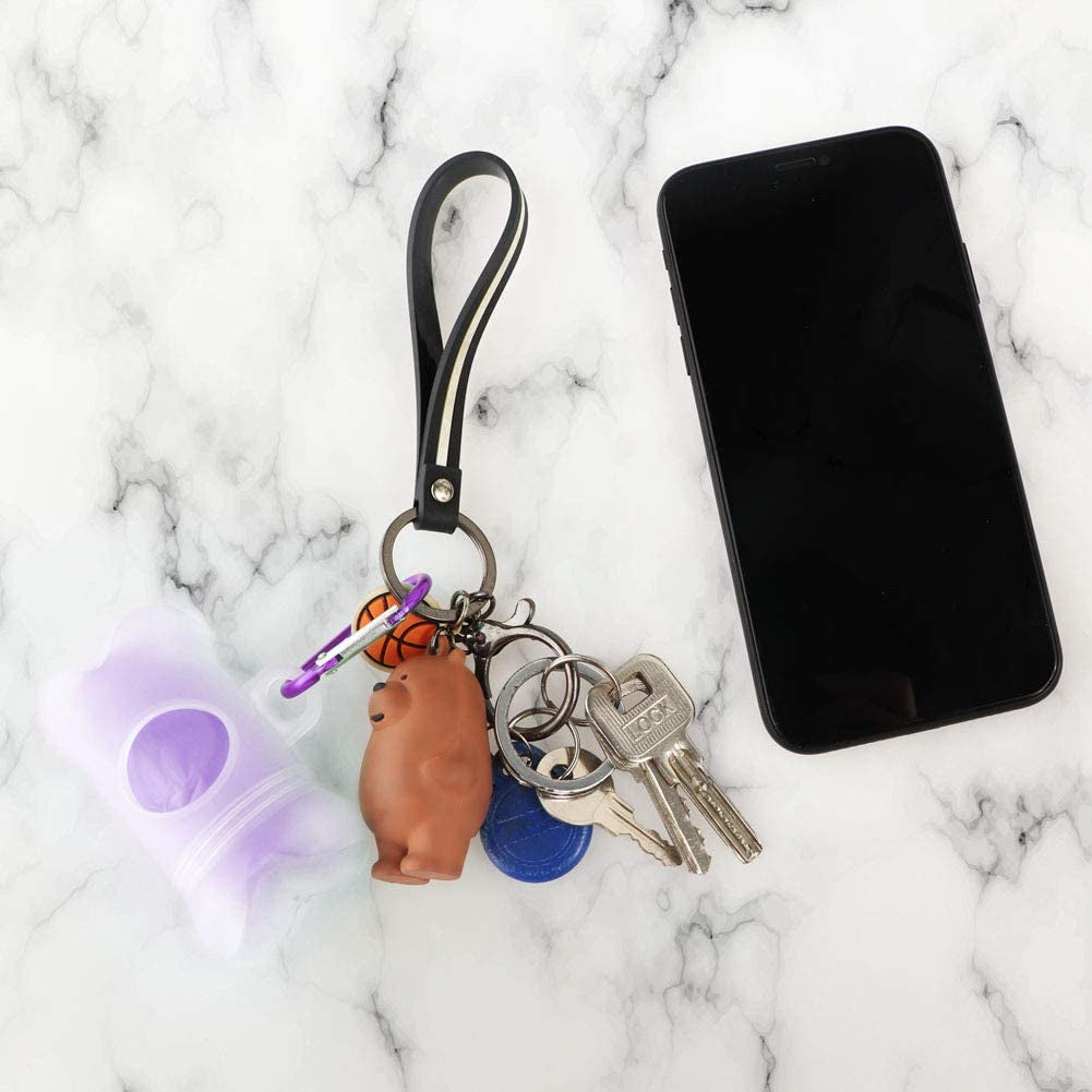 POQOD Dog Poop Bags - Leak-Proof Dog Waste Bags, Clean up Pet Poo Bag Refills 9 Rolls /135 Count, (Purple) Includes Free Bone Dispenser and D-Ring Carabiners Clip