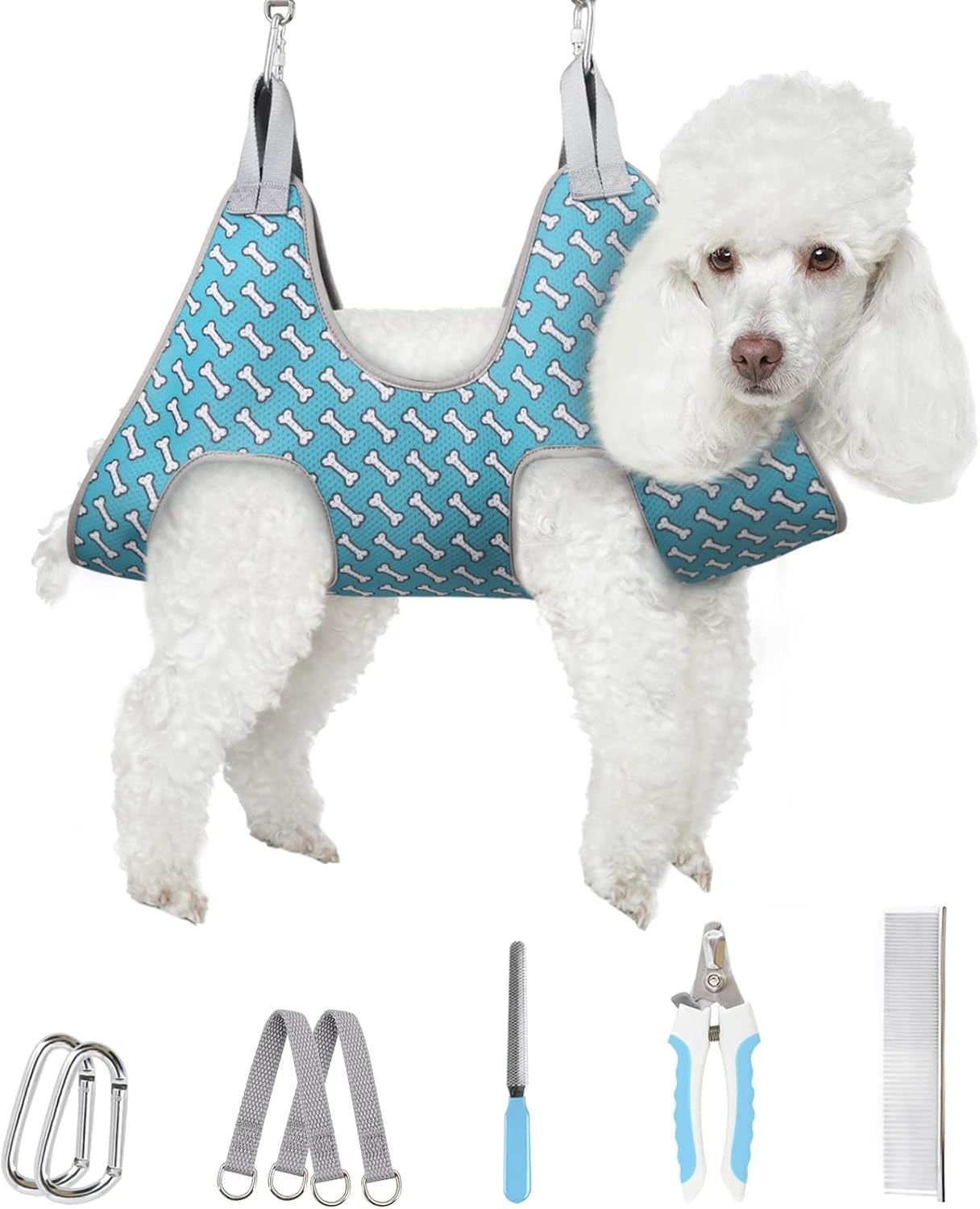 Supet Pet Grooming Hammock Harness for Cats&Dogs,Relaxation Hammock Restraint Dog&Small Animal Leashes Sling for Grooming and Nail Trimming Clipping Grooming L(Legs Spacing:10.6''-15''/Maxw:70Lbs)