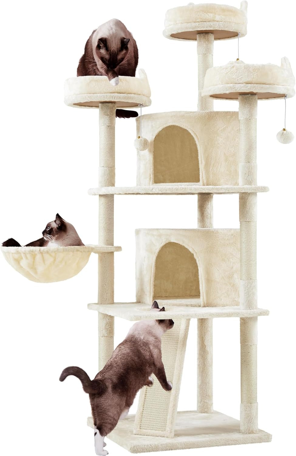 Yaheetech 68.5In Cat Tree Multi-Level Cat Tower with Large Condo＆Cozy Perches Stable Pet Play House W/Sisal-Covered Scratching Posts＆Board for Indoor Cats, Dark Gray