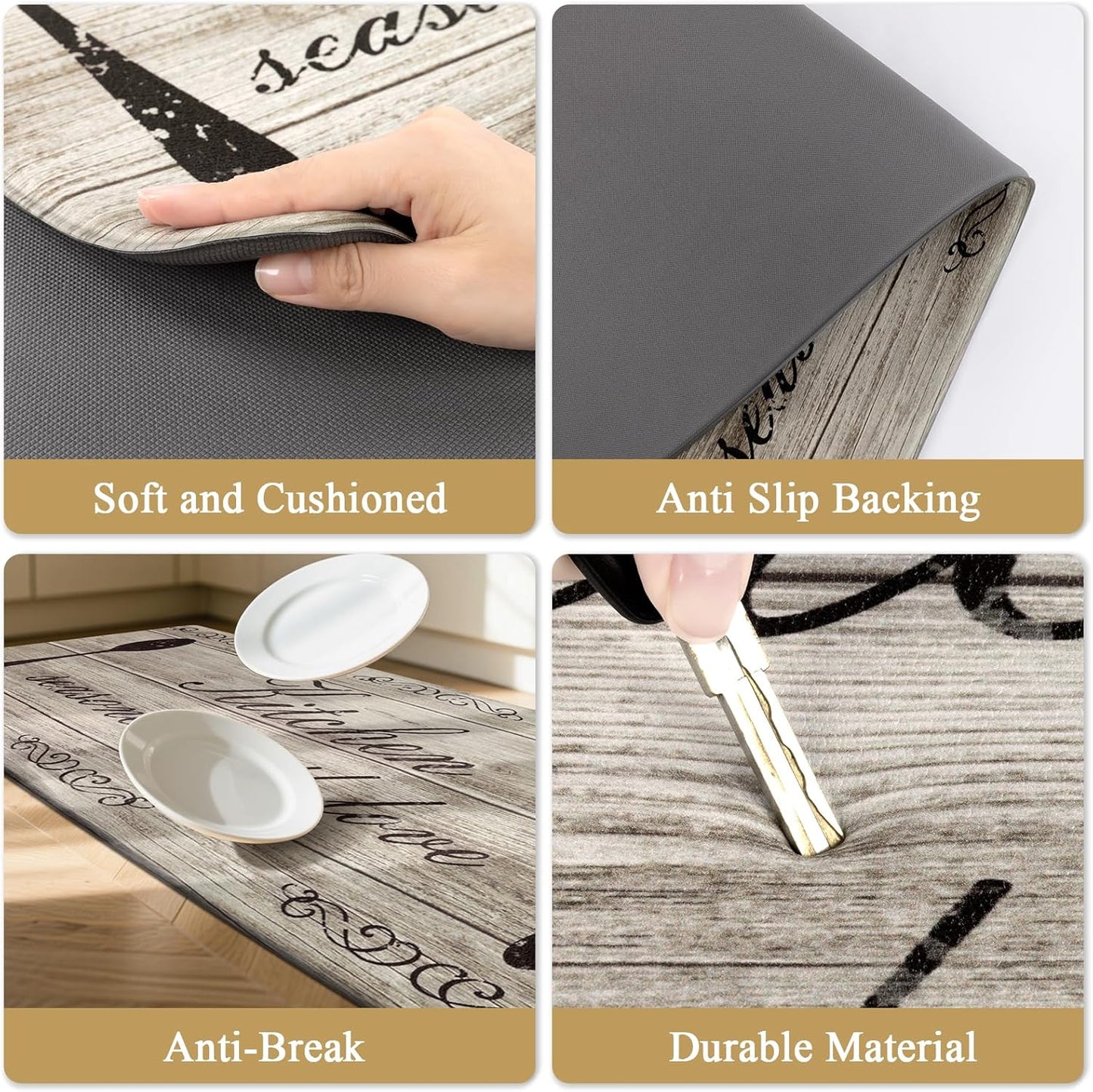 anti Fatigue Kitchen Mat Set of 2 Non Slip Kitchen Rugs and Mats Farmhouse Waterproof Memory Foam Kitchen Rugs Cushioned Kitchen Floor Mats Comfort Standing Mat for Kitchen Home Sink Office