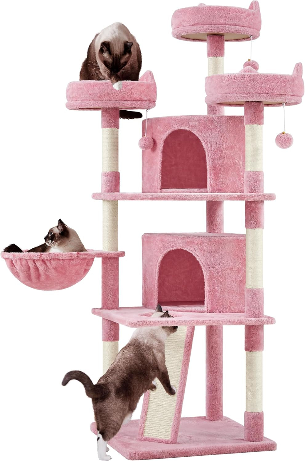 Yaheetech 68.5In Cat Tree Multi-Level Cat Tower with Large Condo＆Cozy Perches Stable Pet Play House W/Sisal-Covered Scratching Posts＆Board for Indoor Cats, Dark Gray