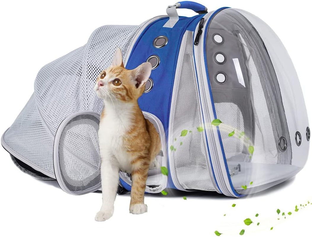 Dual Expandable Polarized Cat Backpack Carrier, Fit up to 20 Lbs, Expandable Front & Back Space Capsule Polarized Bubble Pet Carrier for Large Cat and Small Dog, Pet Carrying Hiking Traveling Backpack