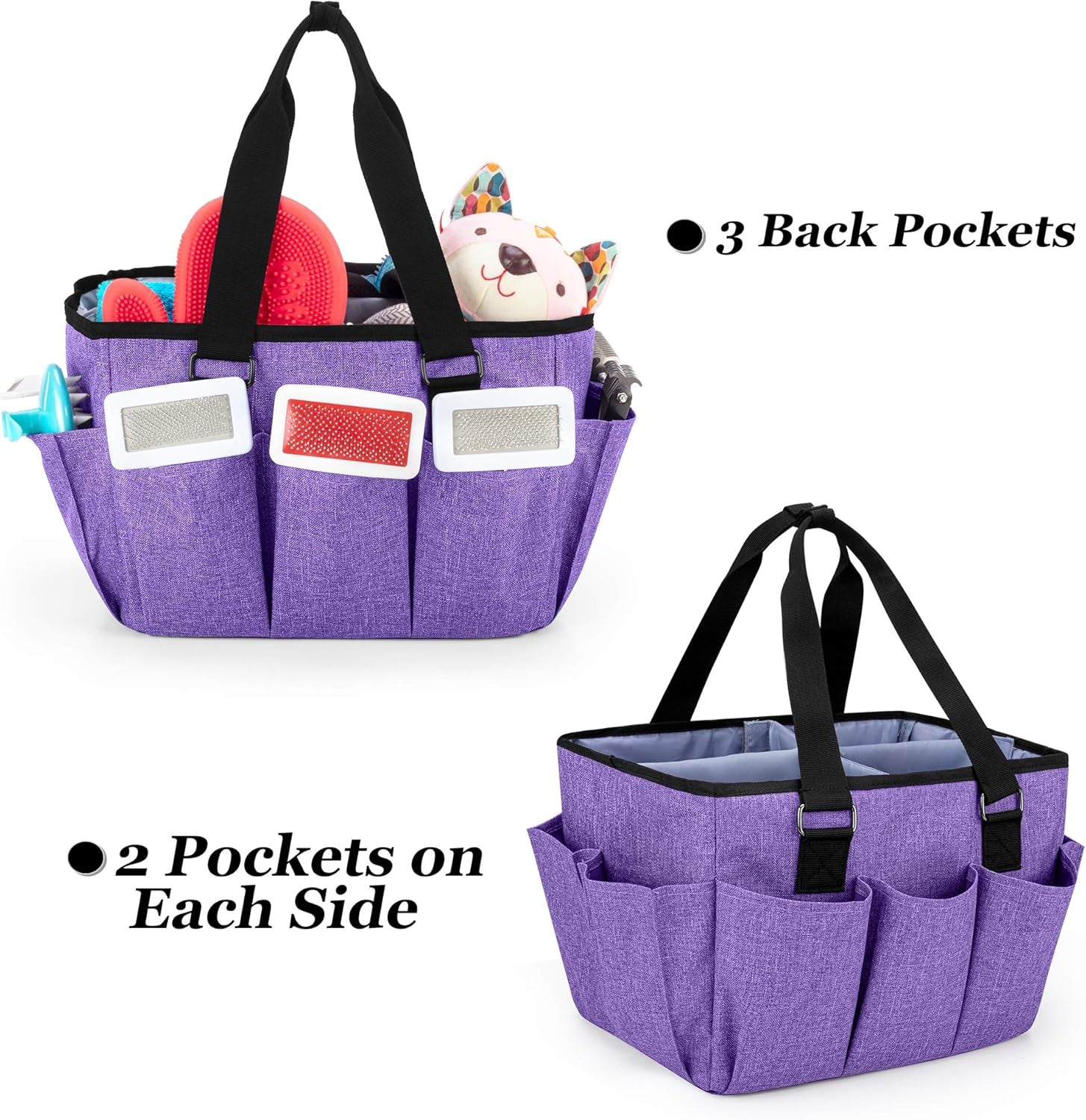 Yarwo Dog Grooming Tote Bag, Cat Grooming Tools Organizer for Pets Grooming Kit and Supplies, Purple