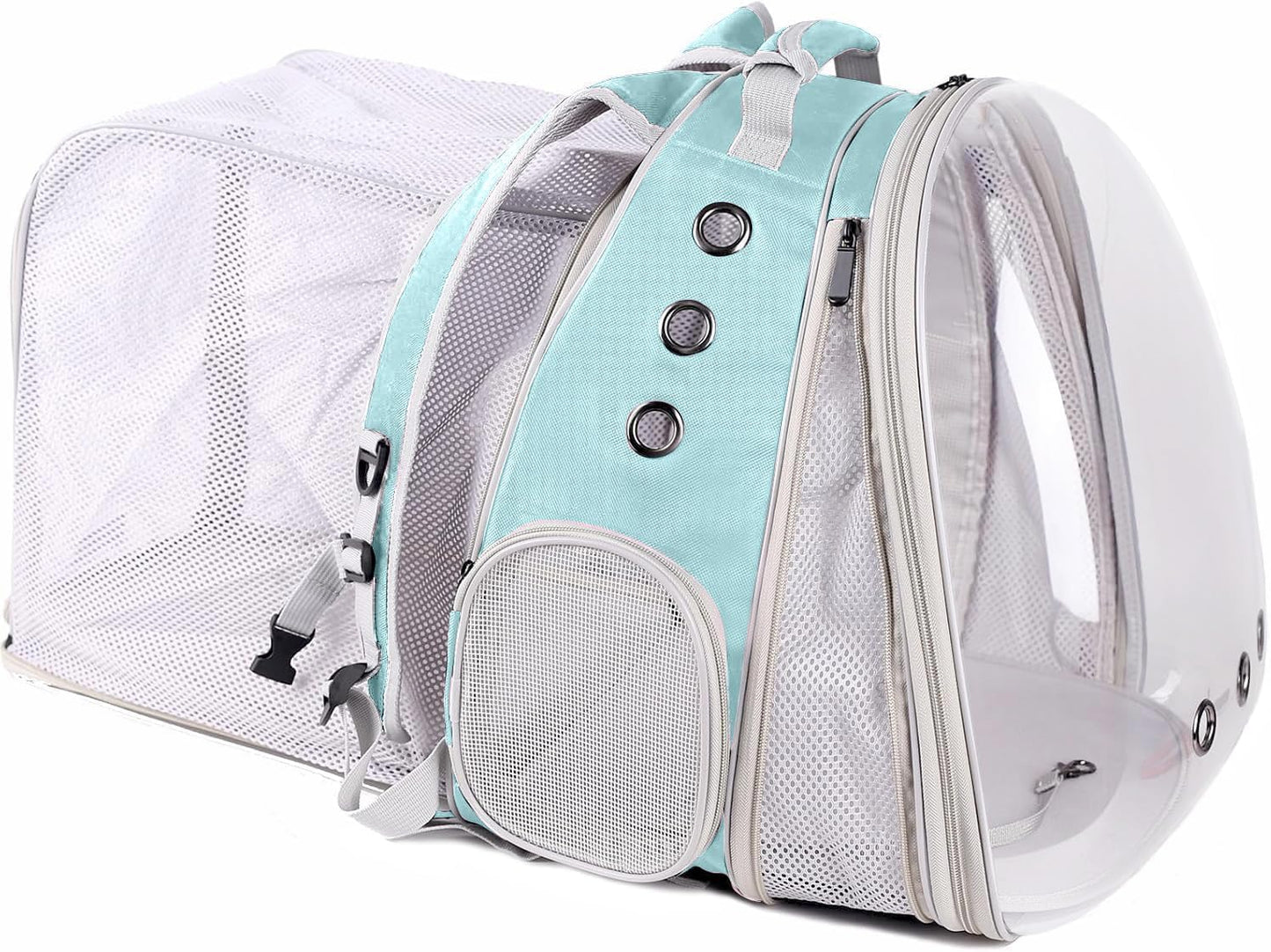Dual Expandable Polarized Cat Backpack Carrier, Fit up to 20 Lbs, Expandable Front & Back Space Capsule Polarized Bubble Pet Carrier for Large Cat and Small Dog, Pet Carrying Hiking Traveling Backpack