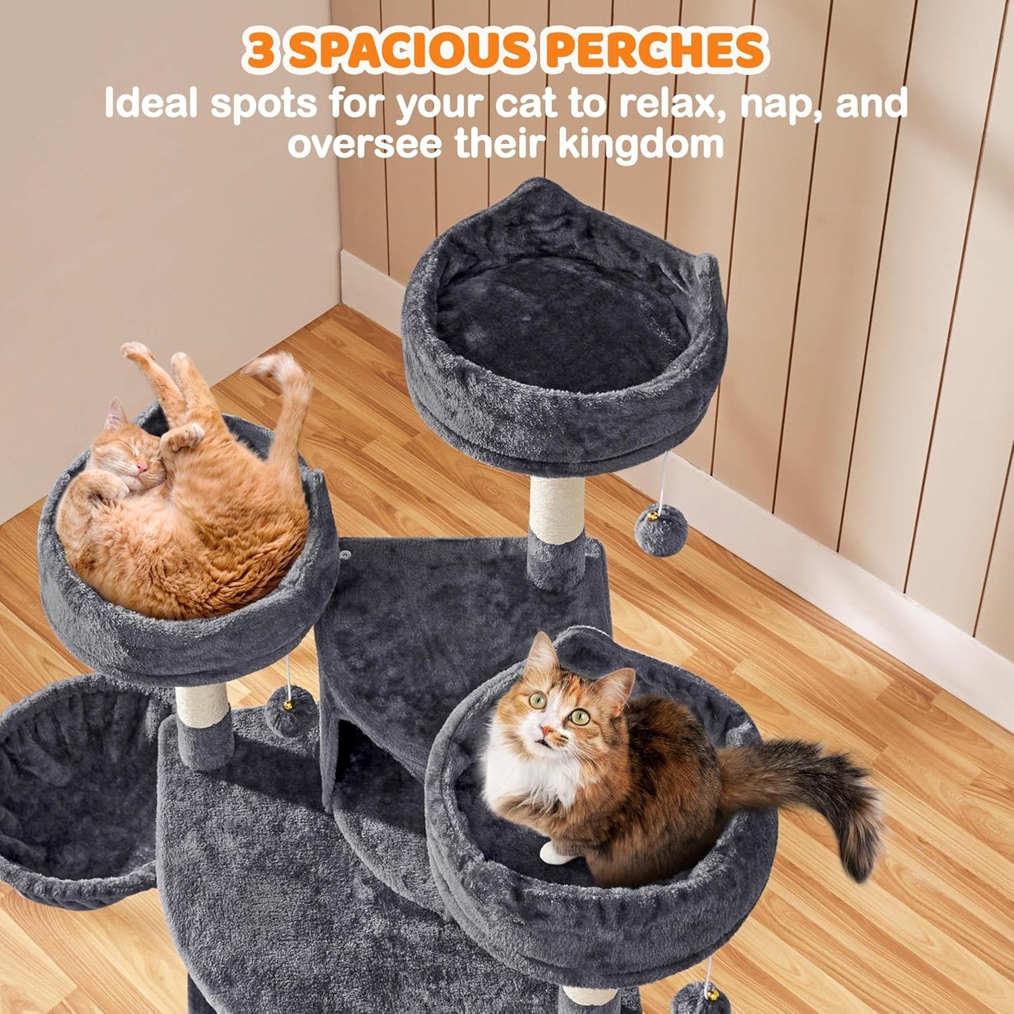 Yaheetech 68.5In Cat Tree Multi-Level Cat Tower with Large Condo＆Cozy Perches Stable Pet Play House W/Sisal-Covered Scratching Posts＆Board for Indoor Cats, Dark Gray