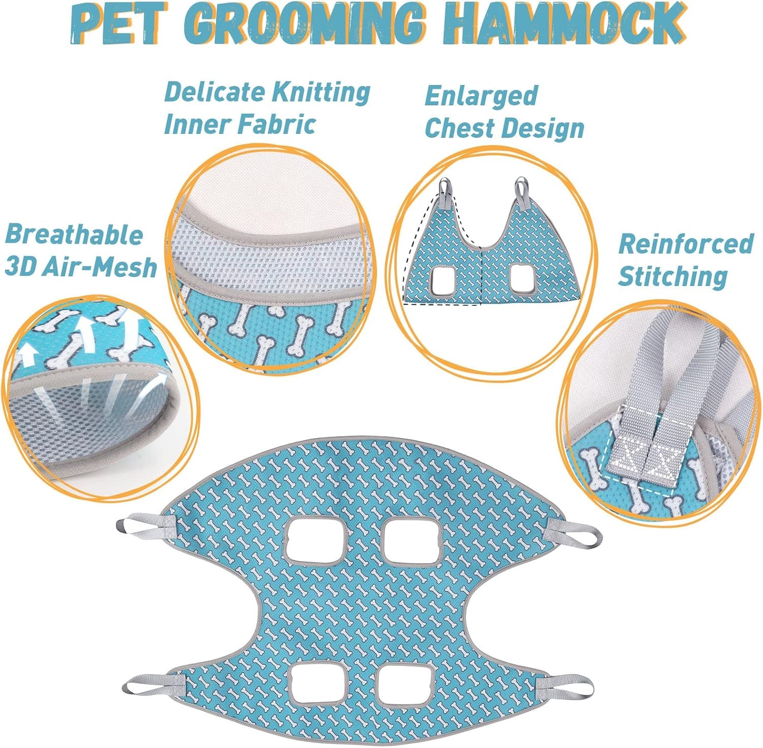 Supet Pet Grooming Hammock Harness for Cats&Dogs,Relaxation Hammock Restraint Dog&Small Animal Leashes Sling for Grooming and Nail Trimming Clipping Grooming L(Legs Spacing:10.6''-15''/Maxw:70Lbs)